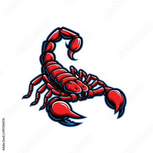 A red scorpion illustration on a transparent background