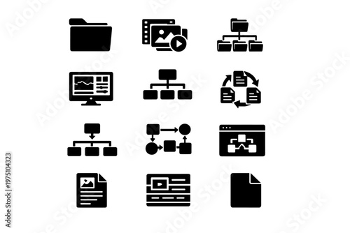 Content icon vector image management symbol folder digital fill set cms simple