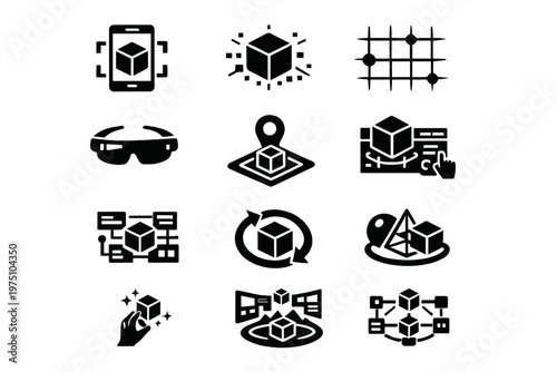 Grid image device simple ar generation reality icon augmented workflow icons cube