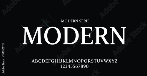 A modern serif font displayed on a black background with white text and numbers