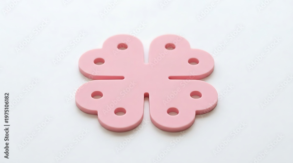 Obraz premium Pink FourPetal Flower Shaped Decorative Cutout with Holes for Crafting and DIY Projects