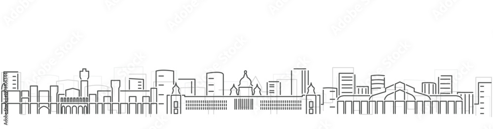 Naklejka premium Bengaluru Simple Dark Lines Skyline on White Background