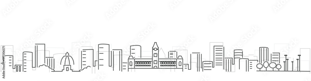 Obraz premium Chennai Simple Dark Lines Skyline on White Background