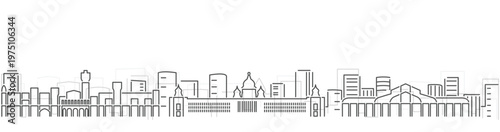 Bengaluru Simple Dark Lines Skyline on White Background