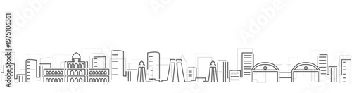 Madurai Simple Dark Lines Skyline on White Background