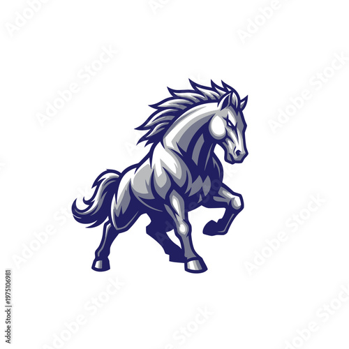 A powerful horse runs freely on a transparent background with motion.