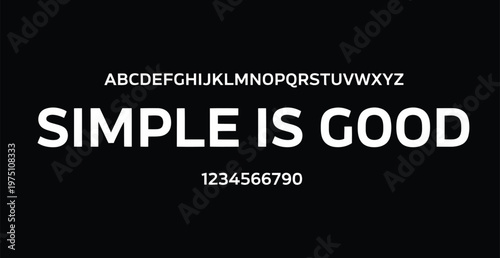 A simple black background with white text displaying the alphabet, numbers, and a phrase