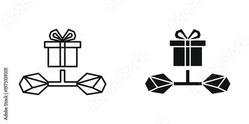 Contrasting gift boxes with different colored wrapping and bases in a minimalist style