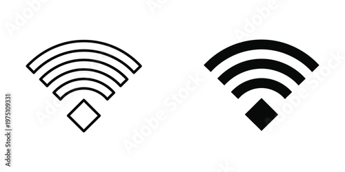 Comparison of low and high signal strength wifi icons in monochrome design