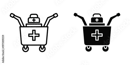 Medical supply delivery carts with first aid kits on top in contrasting colors