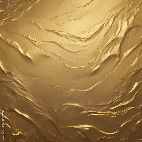 Golden Metallic Waves with Flowing Textured Surface