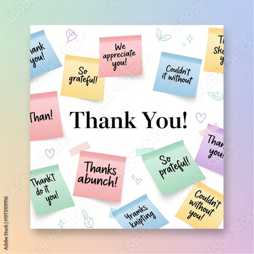 Colorful thank you sticky notes collage expressing gratitude.