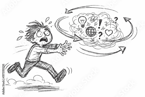 Icon chasing imperfect person simple head own lines image vector thoughts generation