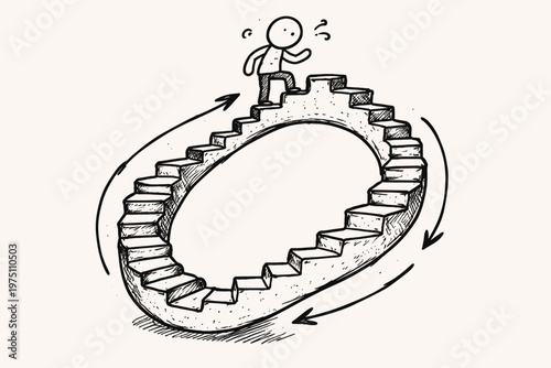 Naive stairs vector concept icon effort style doodle climb endless that person