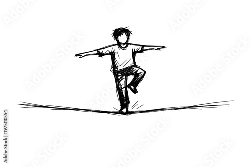 Generation composition concept life imperfect balance thin lines simple vector sketch image