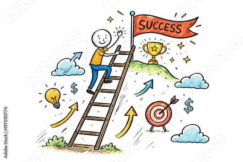 Naive image simple messy ambition icon vector style doodle generation success imperfect