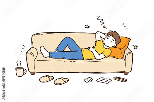 Icon image generation nothing simple vector person style minimal couch lying rest