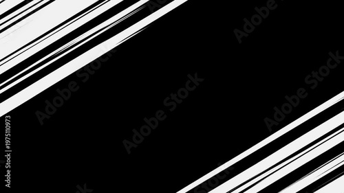 Slanted white cartoon Speed ​​Line. manga speed lines black background. anime speed lines