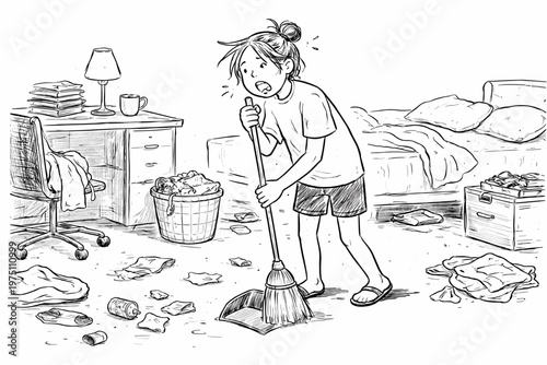 Uneven slowly lines icon routine room imperfect slow vector messy cleaning