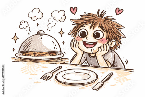 Image simple messy anticipation style naive waiting icon generation person vector concept