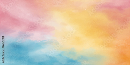 Vibrant watercolor abstract background creating a dreamy landscape of blended hues, a canvas of soft color.