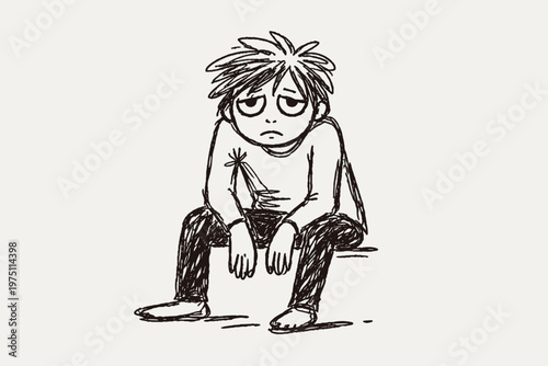 Person simple imperfect icon messy empty composition image generation naive stare vector