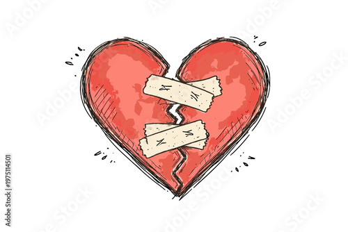 Imperfect minimal lines taped together healing vector generation composition image broken icon