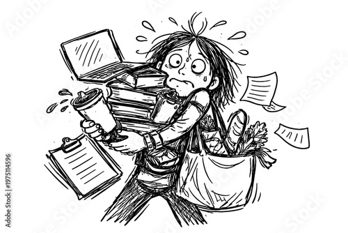 Messy icon tasks many overwhelmed once imperfect doodle overwhelm to things simple