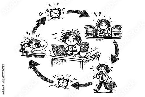 Stuck generation repetitive person lines vector messy simple uneven icon minimal image