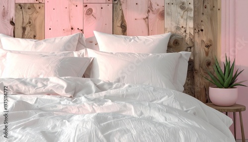 Sustainable Bedroom with Organic Linen Bedding and Reclaimed Wood Headboard