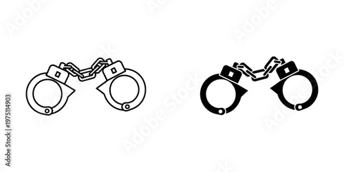 handcuffs icon set isolated on white background flat design vector illustration