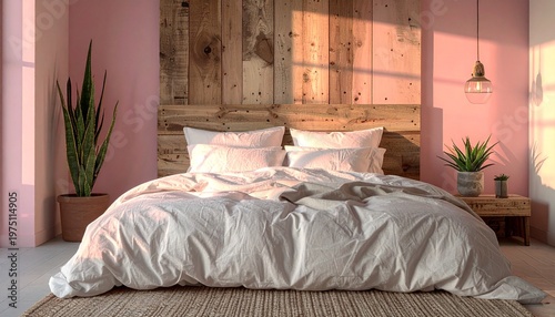 Eco-Friendly Bedroom with Organic Cotton Bedding and Reclaimed Wood