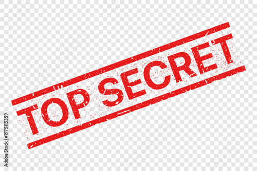 Top secret grunge texture stamp isolated on transparent background