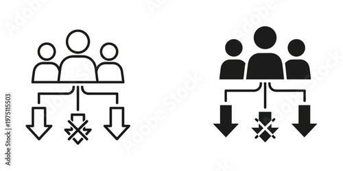 team decision making process and conflict resolution flat design vector illustration