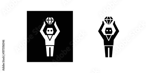 futuristic robot warrior in neon armor vector illustration flat design