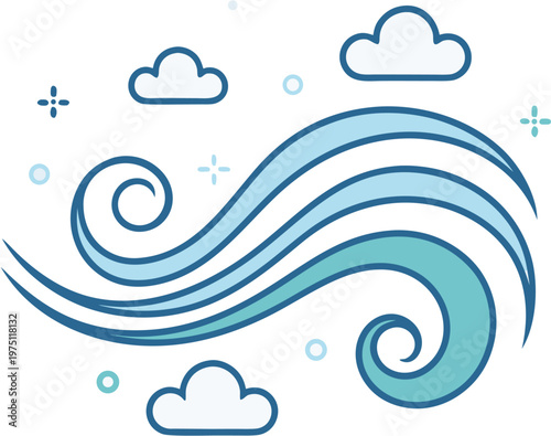Wind Blow Icon for Windy Weather and Air Flow Concept