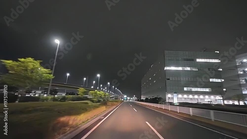 セントレアライン入り口　中部国際空港連絡道路　知多横断道路　移動映像　愛知県　日本