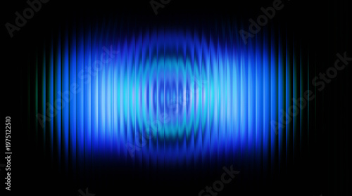 Abstract blue light waves on black background, futuristic digital sound frequency visualization, glowing neon motion blur texture