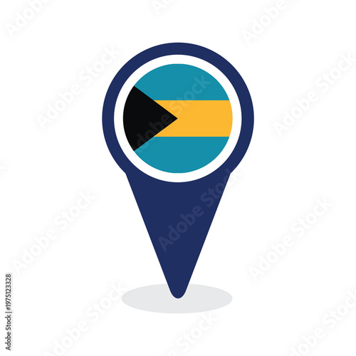 Map Pointer with bahamas Flag