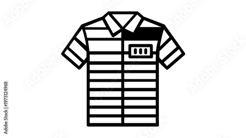 Prisoner Striped Uniform Vector Icon, Jail Inmate Shirt Illustration for Legal Justice, Crime, and Punishment Concepts, Minimalist Flat Line Art Design, Scalable AI-Generated Graphic Symbol