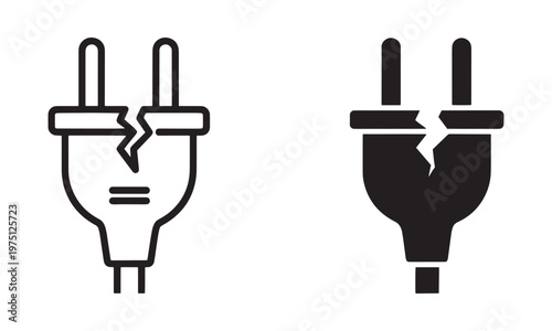 Broken Plug Icon Vector. Power, Electricity, Disconnect Symbol