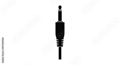 Black audio connector silhouette against a white background minimalist and isolated graphic design