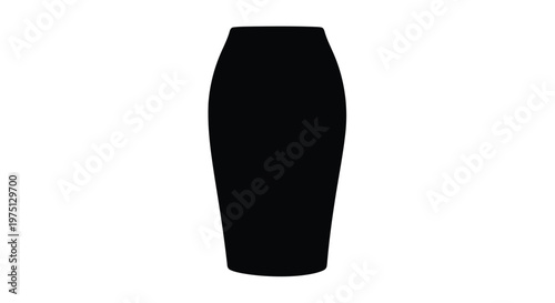 Black pencil skirt isolated on white background fashion clothing item silhouette