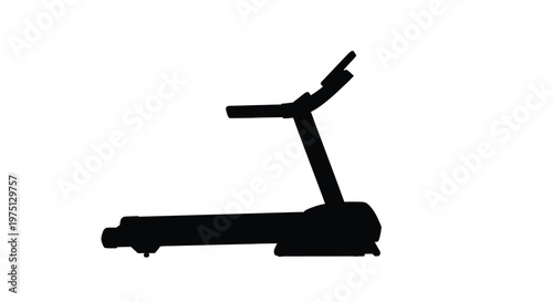 Black treadmill silhouette against a white background showcasing exercise equipment and fitness