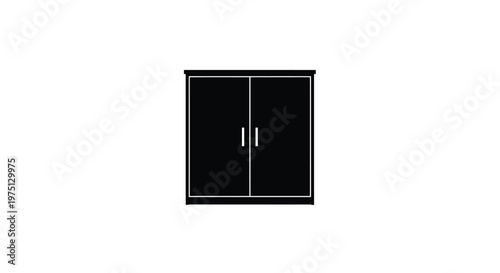 Black wardrobe icon against white background simple design modern furniture silhouette