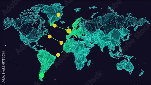 Abstract black background with Colorful hexagon lines. Digital future technology . Abstract business connection of lines from nodes innovation of communication in the network.