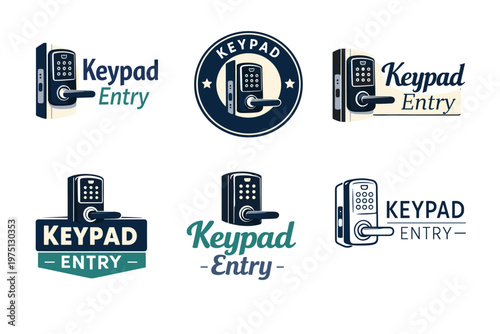 Keypad entry lock design collection featuring modern security logos