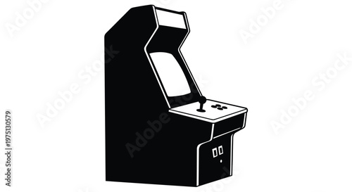 Black arcade game machine silhouette against a white background a retro gaming design