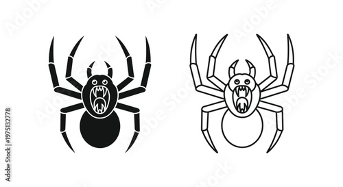 Creepy Cartoon Spiders: Sketch Designs Guide Vector