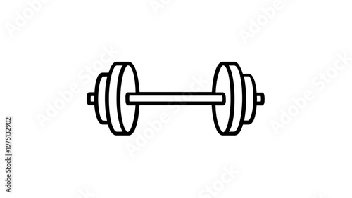 Minimalist Dumbbell Vector Icon Illustration, Scalable Black and White Line Art Barbell for Fitness, Bodybuilding, Gym Workouts, and Weightlifting, Flat Design Graphic for Health and Wellness Apps.